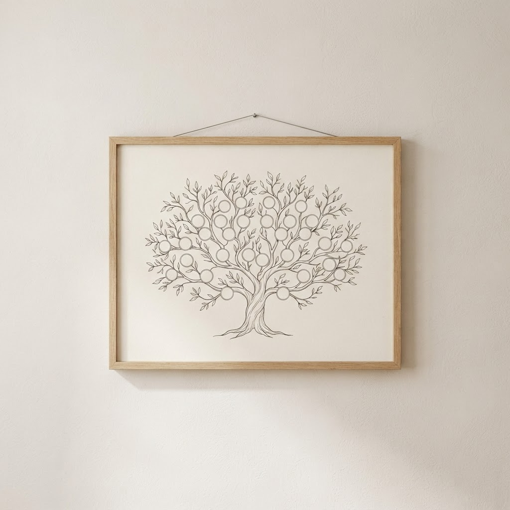 Exemple de l'arbre encadré, imprimé en affiche et accroché sur un mur.